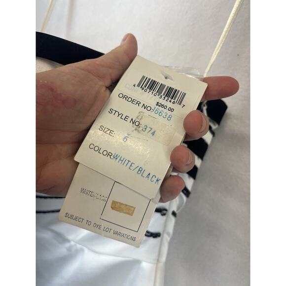 Y2K Xcite White Dress black beads hot pink Tulle Rock, Goth, Edgy 6 Prom formal - Picture 7 of 16